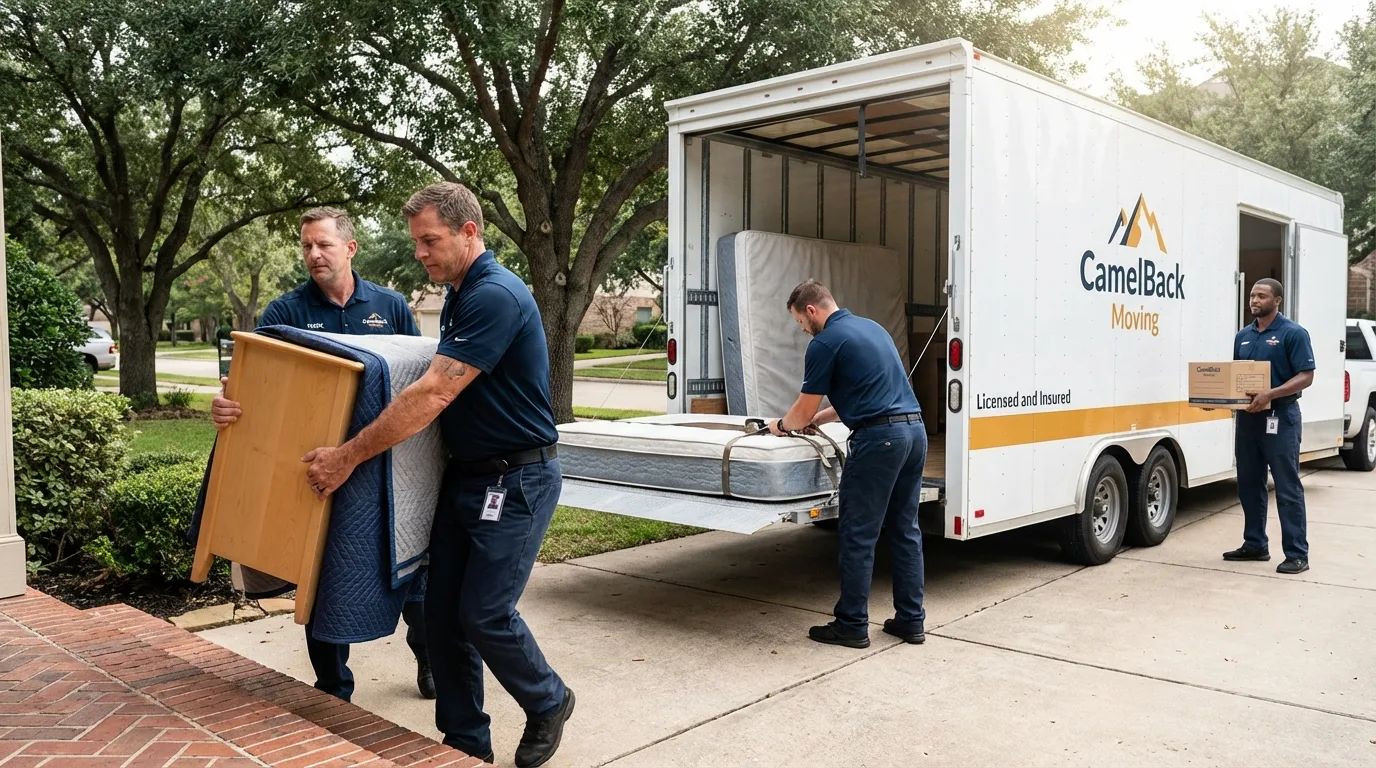 Crew loading residential truck for cross-state move from Johnson Creek, WI